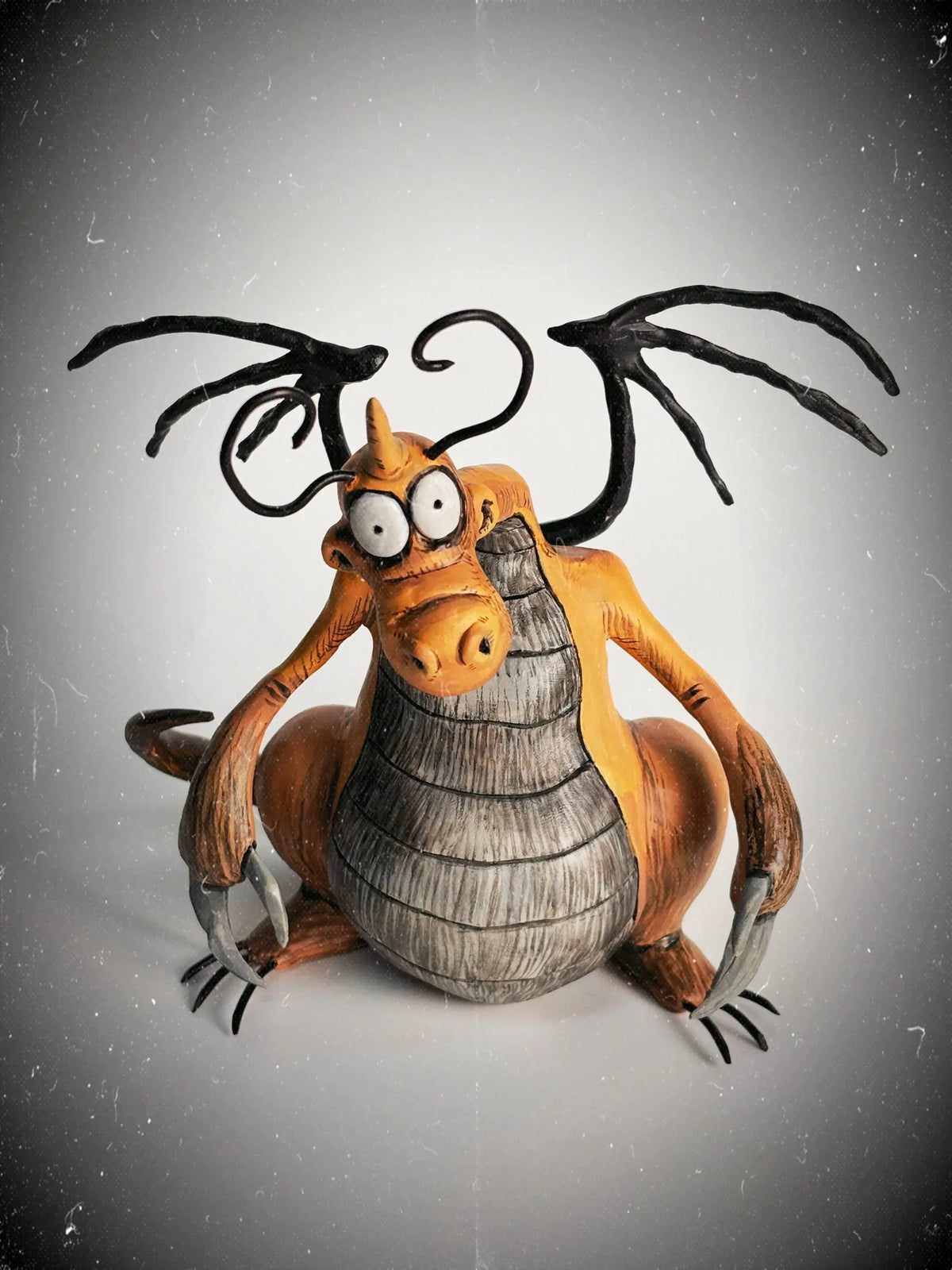 Gothic Dragonite Figurine - Handmade Dark Pokemon Sculpture - Handcrafted Artisan Collectible - SoftLore