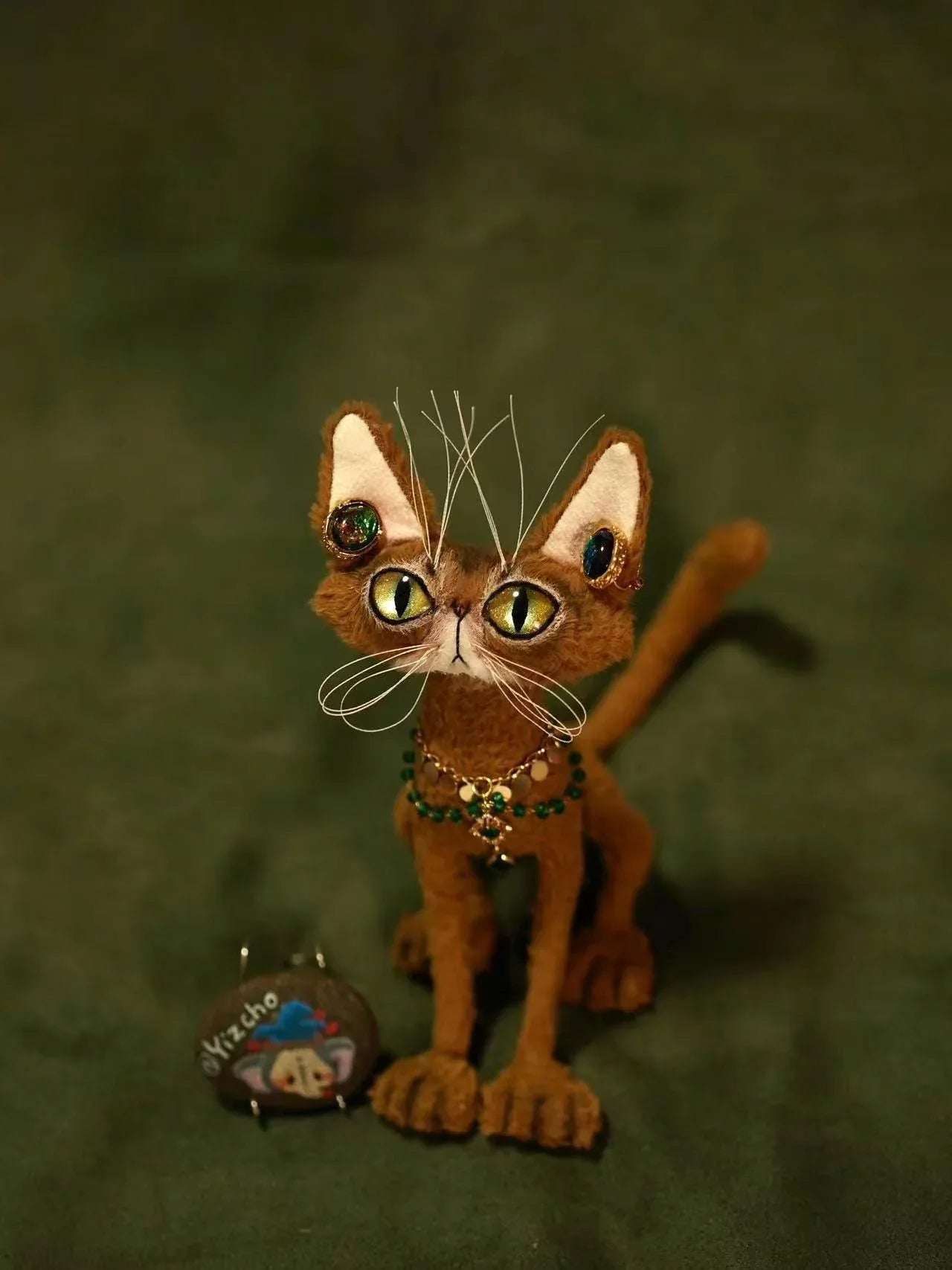 Handmade art doll with mohair fur and custom resin eyes