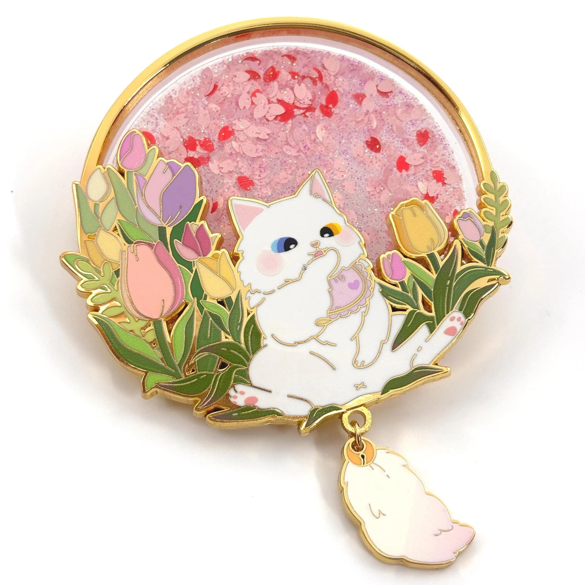 Cat Shaker Enamel Pin - Liquid Glitter Lucky Kitties Collection - Handcrafted Artisan Collectible - SoftLore