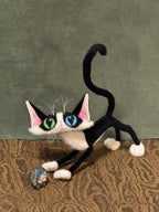 Pawcho the Odd-Eyed Tuxedo Cat Art Doll - OOAK Poseable Faux Mohair Plush - Handcrafted Artisan Collectible - SoftLore