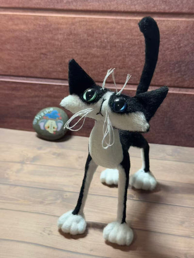 Cow cat plush character detail